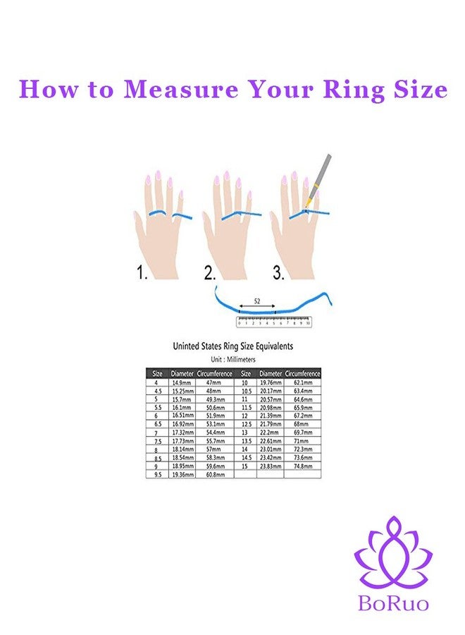 بورو خاتم فضة إسترليني عيار 925 من BORUO، خاتم زفاف قابل للتكديس مرصع بالزركونيا المكعبة، مقاس 6.5، سمك 3 مم - Image 3